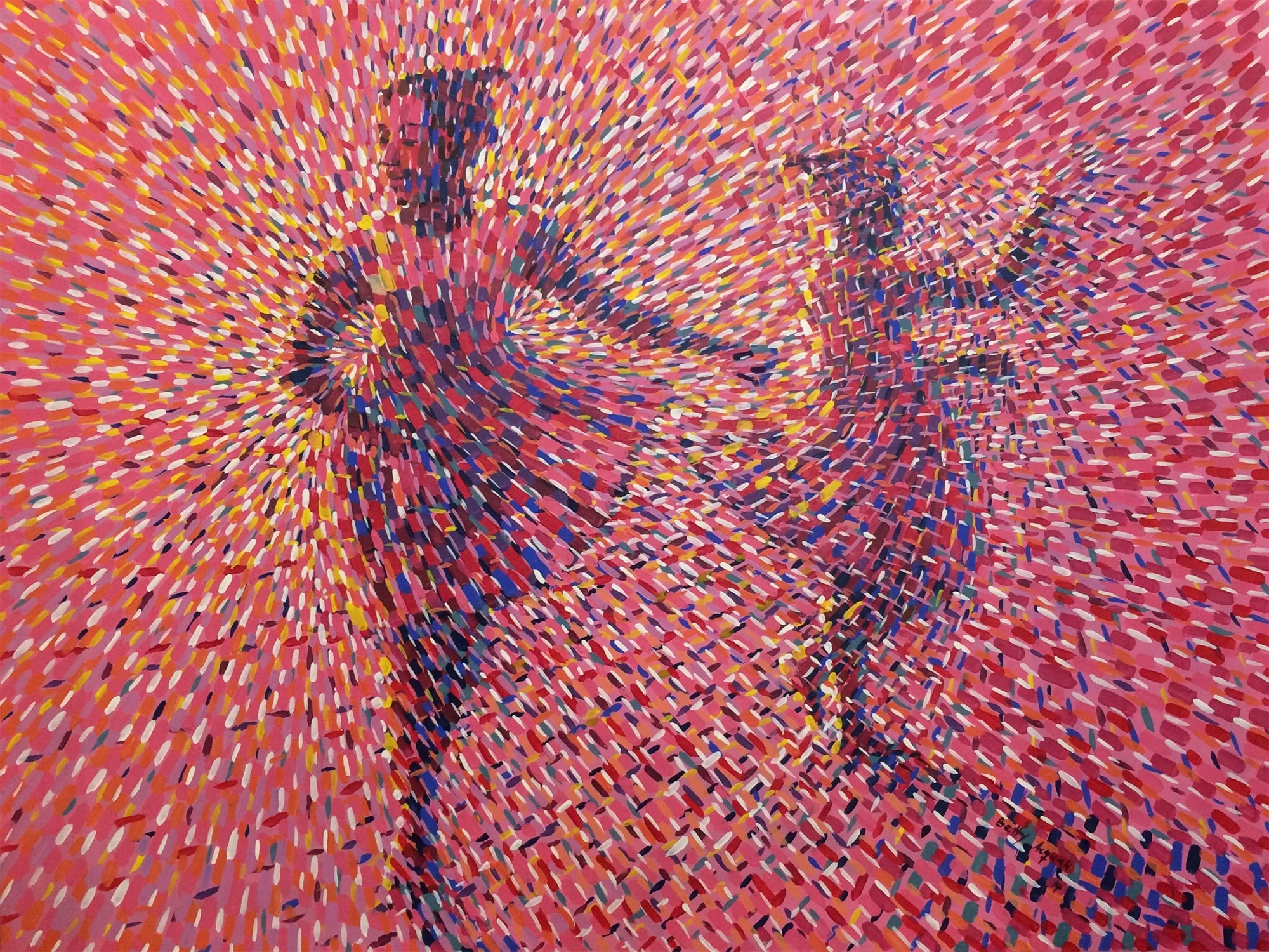 Innumerable Dots Cloak the Energetic Dancers in Betty Acquah’s Pointillistic Paintings