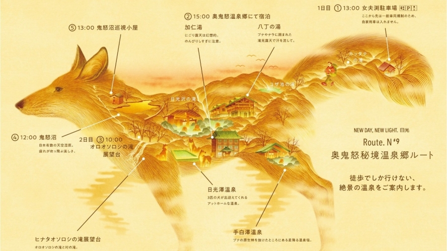 日本關東「日光市」地圖設計！插畫家矢野恵司操刀，以動物為底打造觀光路線地圖