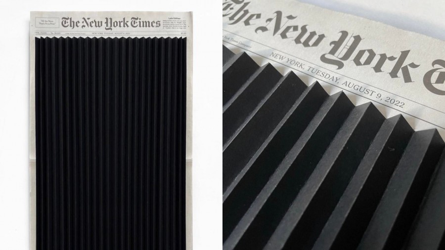 致敬三宅一生！日本藝術家 Sho Shibuya 揉合經典「皺摺」，為紐約時報換上沈穩黑皺摺質地