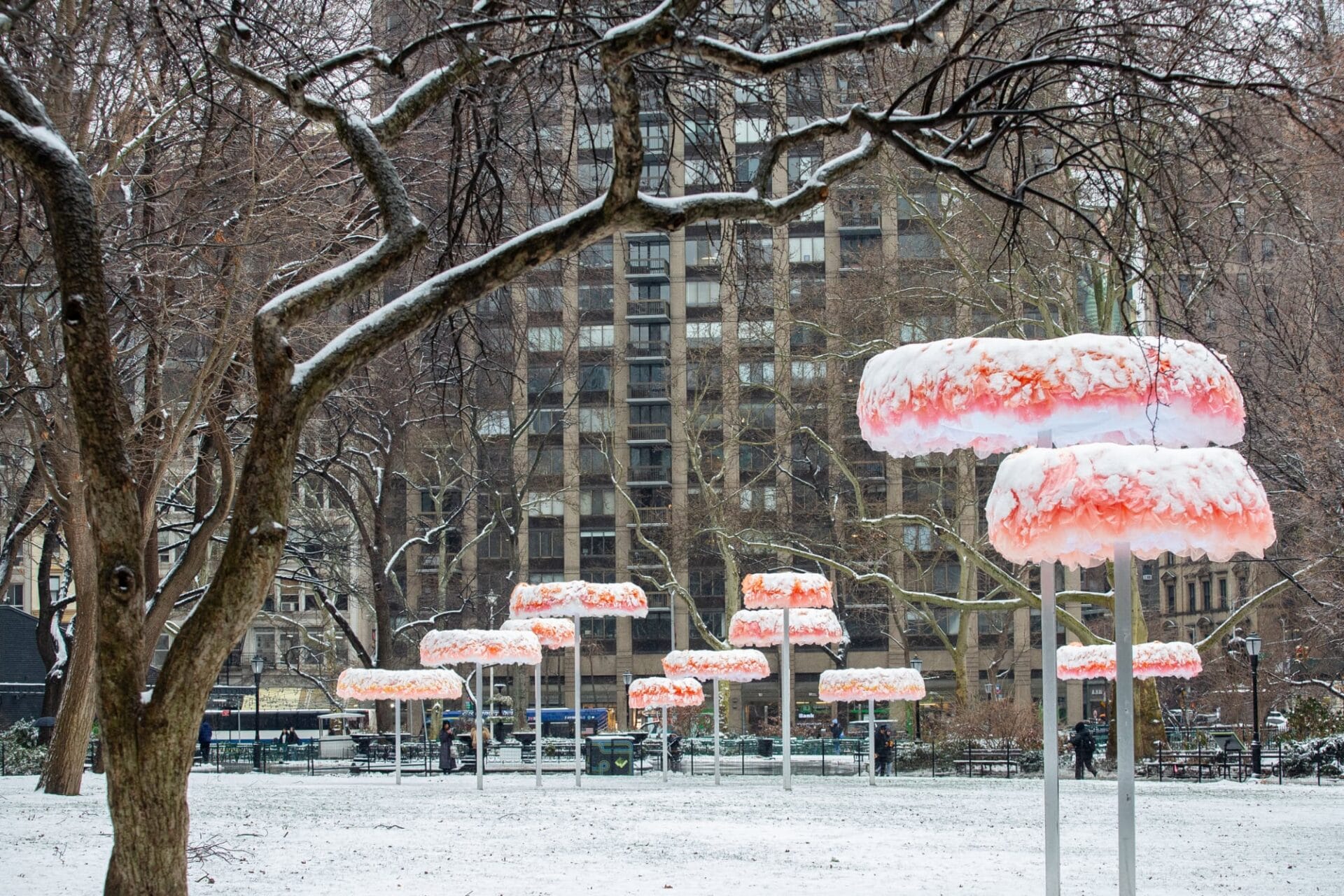 Ana María Hernando’s Tulle Installations Burst with Spring Color in Madison Square Park
