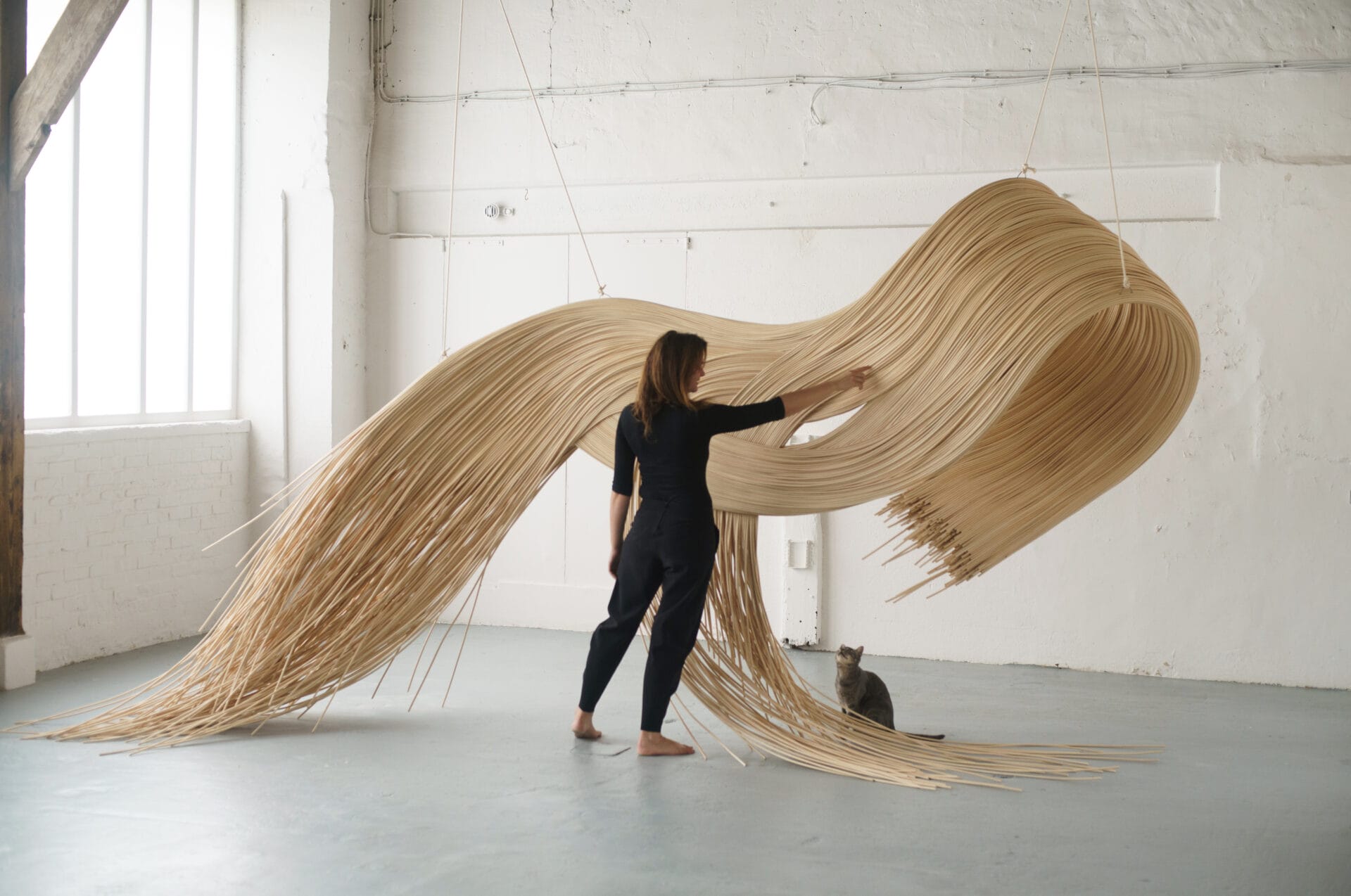 Aurélie Hoegy’s Surging Rattan Forms Oscillate Between Interior Design and Sculpture