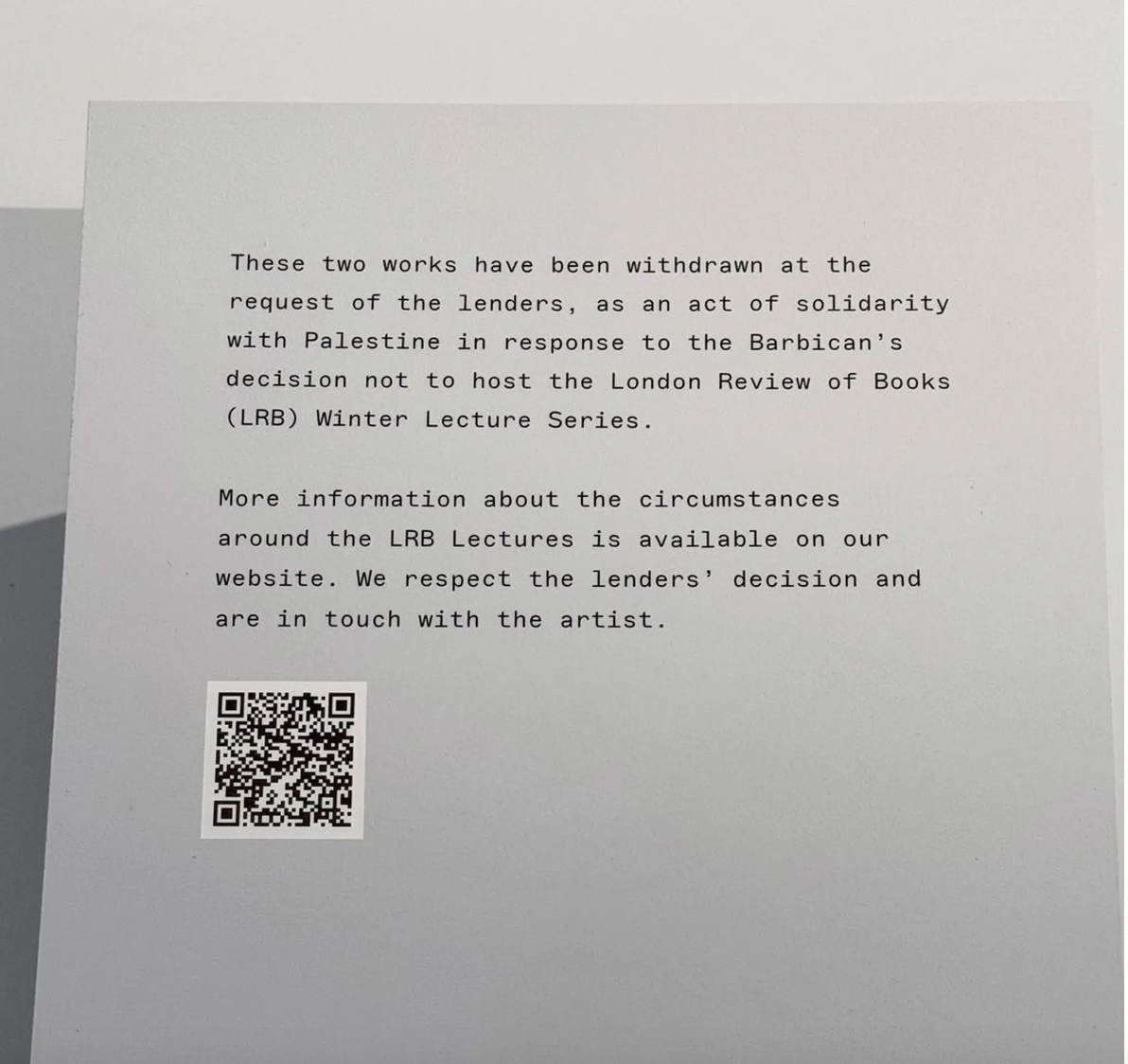 Artists Pull Works from Barbican Show to Protest ‘Censorship’ of Writer’s Talk on Gaza