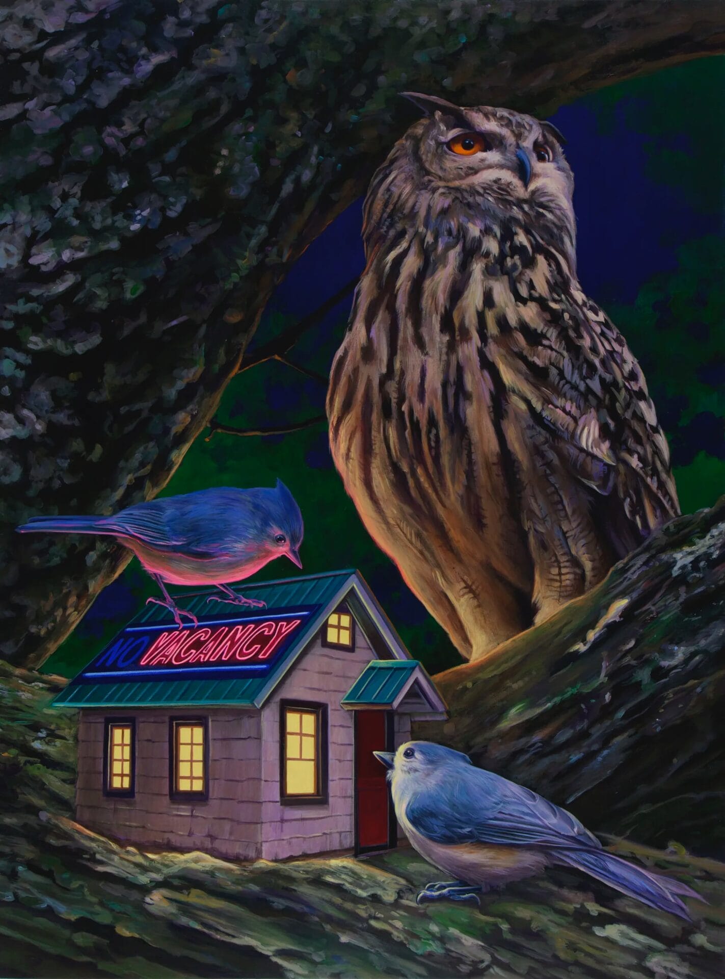Birds Flutter Around Tiny Houses and Commune with Forest Creatures in Paintings by Gigi Chen