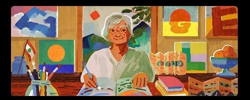 Etel Adnan, Late Writer and Painter of Luminous Landscapes, is Honored with Google Doodle
