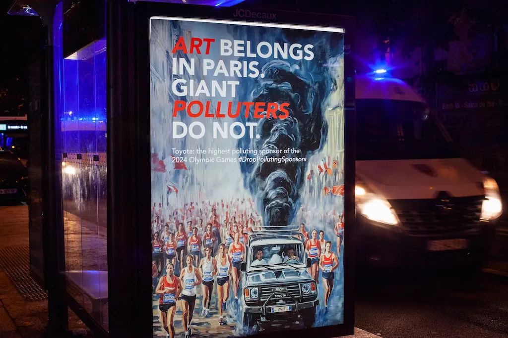 Climate Activists Slam Toyota’s Role in 2024 Paris Olympics with Guerrilla Art Campaign