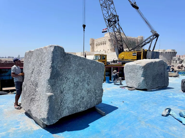 22 Massive Stone Blocks from Alexandria’s Ancient Lighthouse Lifted from Seafloor