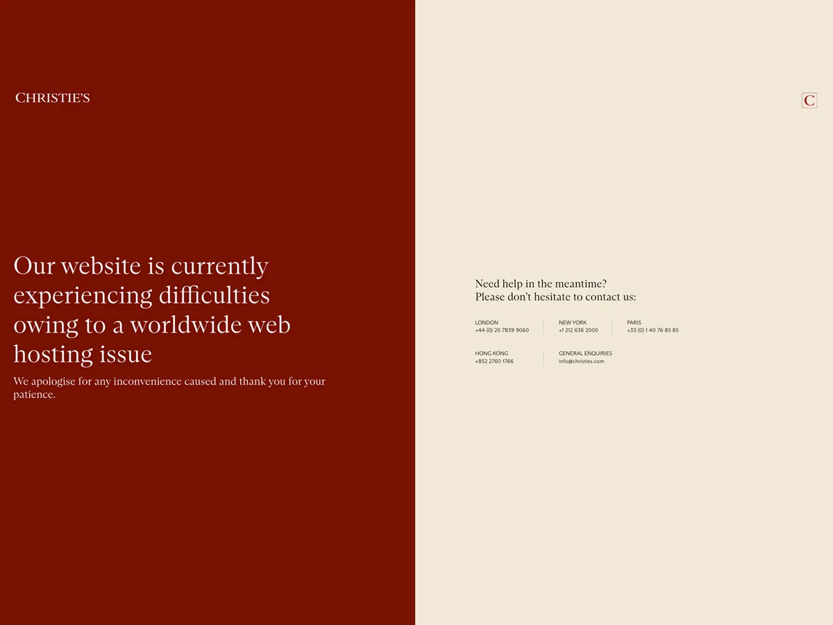 Christie’s Website Impacted by Global Microsoft Outage