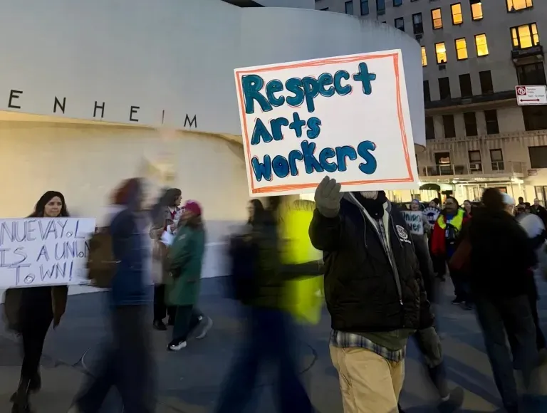 Guggenheim Union Rallies Outside Carol Bove Reception for New Contract